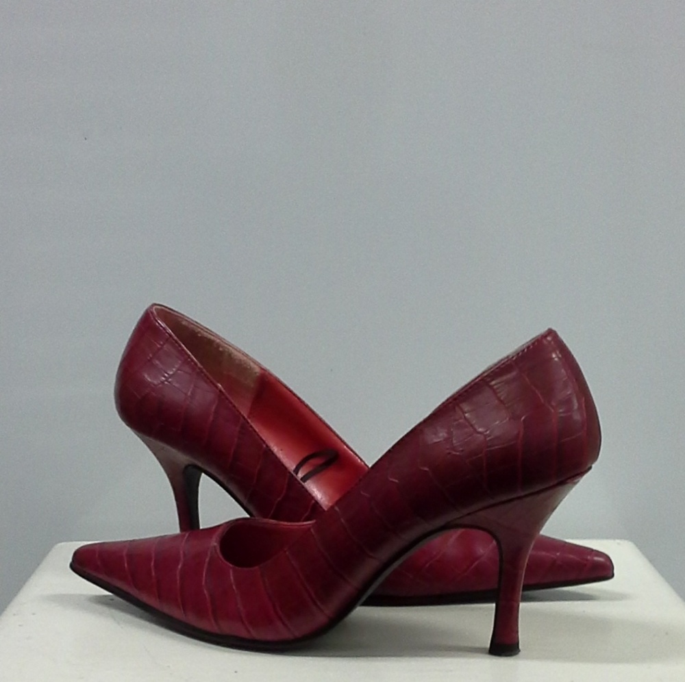 Ruby Red Croc Textured Heels